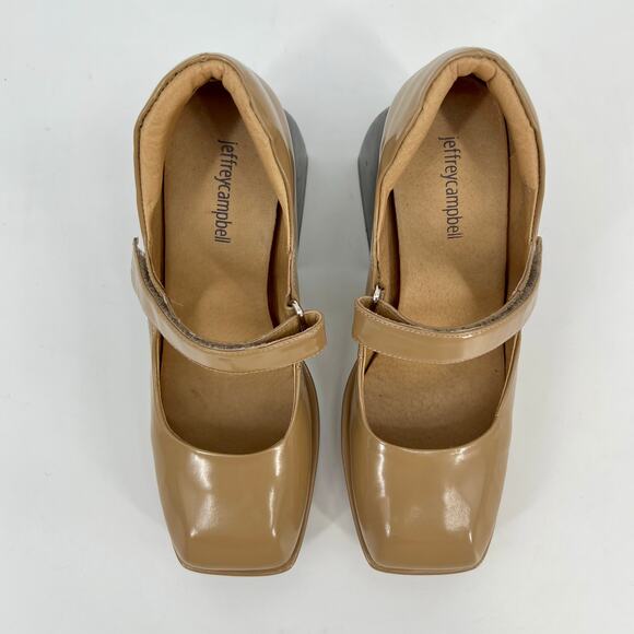 Jeffrey Campbell Reine Platform Mary Jane Womens 8 Tan Natural Block Heel Pump - Picture 3 of 13